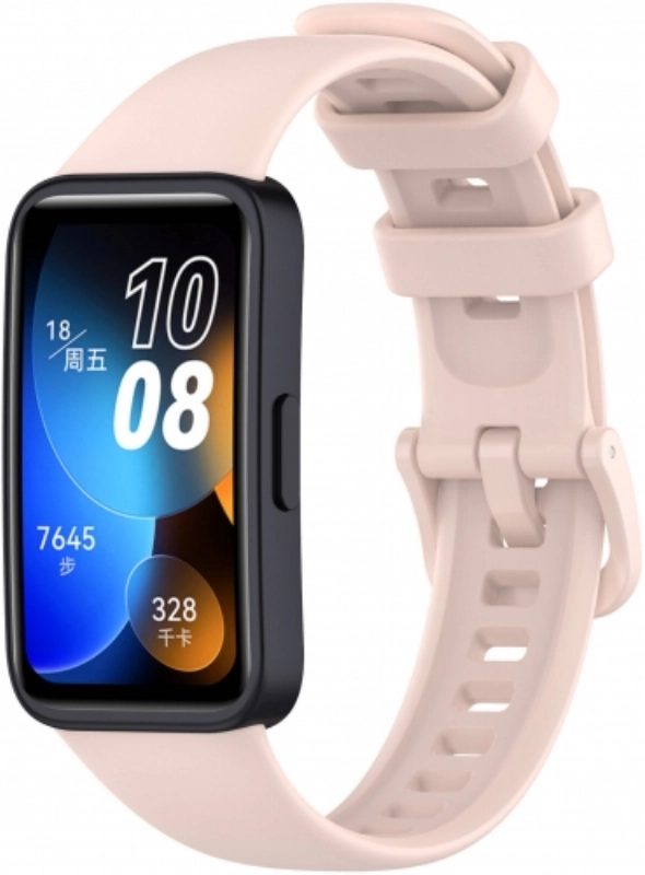 Huawei Band 8  Klasik Kordon Renkli Delikli Yumuşak Silikon Kordon  - Rose Gold