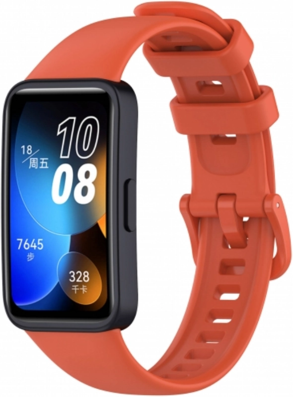 Huawei Band 8  Klasik Kordon Renkli Delikli Yumuşak Silikon Kordon  - Turuncu