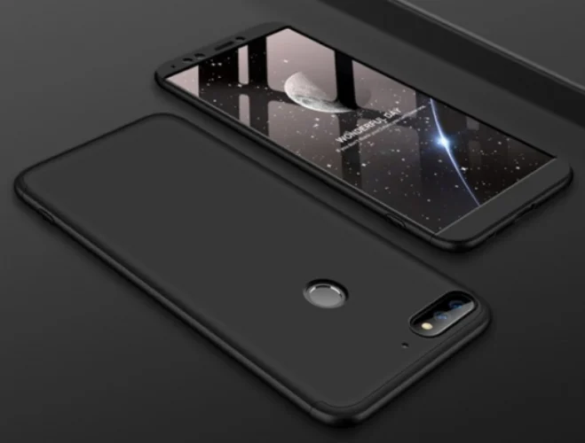 Huawei Honor 7C Kılıf 3 Parçalı 360 Tam Korumalı Rubber AYS Kapak  - Siyah