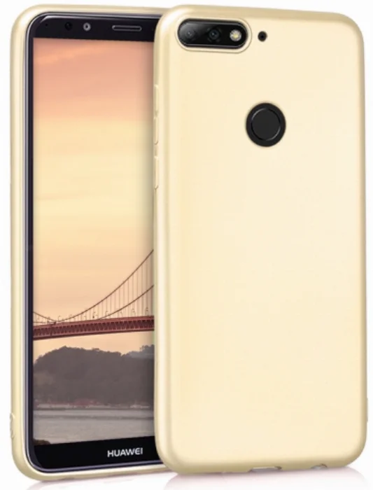 Huawei Honor 7C Kılıf İnce Mat Esnek Silikon - Gold