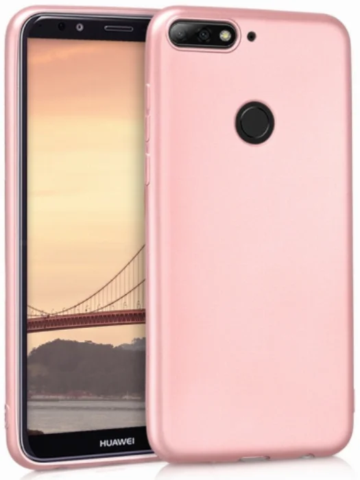 Huawei Honor 7C Kılıf İnce Mat Esnek Silikon - Rose Gold