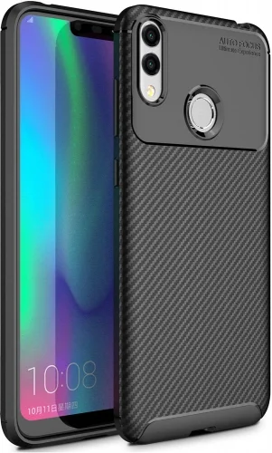 Huawei Honor 8c Kılıf Karbon Serisi Mat Fiber Silikon Negro Kapak - Siyah