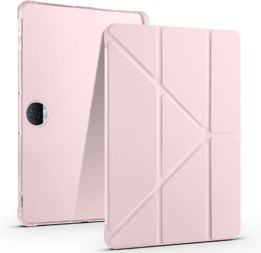 Huawei Honor Pad 9 Tablet Kılıfı Standlı Tri Folding Kalemlikli Silikon Smart Cover - Rose Gold