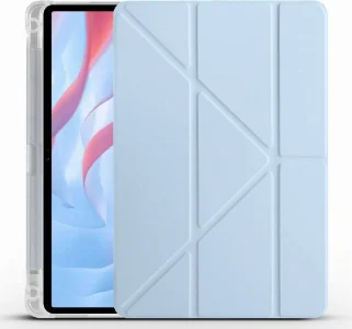Huawei Honor Pad X9 11.5 Tablet Kılıfı Standlı Tri Folding Kalemlikli Silikon Smart Cover - Mavi