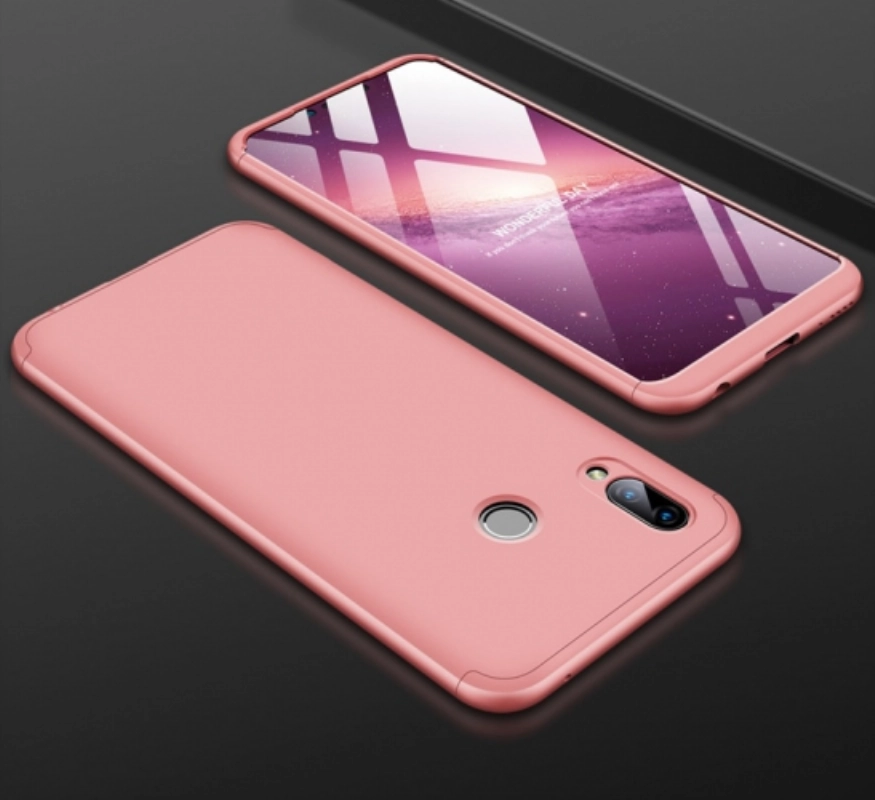 Huawei Honor Play Kılıf 3 Parçalı 360 Tam Korumalı Rubber AYS Kapak  - Rose Gold