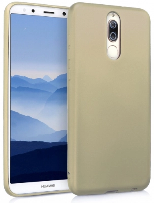 Huawei Mate 10 Lite Kılıf İnce Soft Mat Renkli Esnek Silikon Kapak - Gold