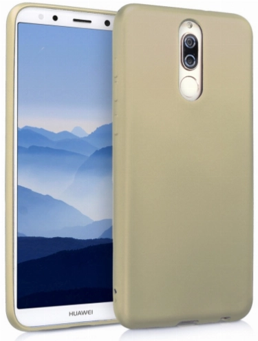 Huawei Mate 10 Lite Kılıf İnce Soft Mat Renkli Esnek Silikon Kapak - Gold