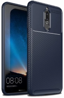 Huawei Mate 10 Lite Kılıf Silikon Parmak İzi Bırakmayan Karbon Soft Negro Kapak - Lacivert