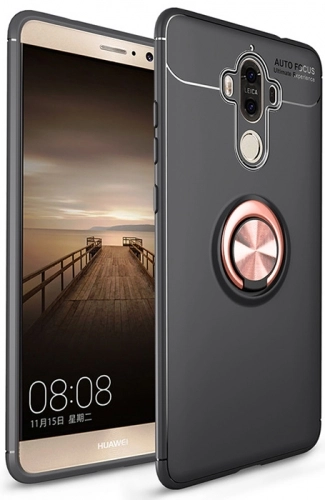 Huawei Mate 10 Pro Kılıf Renkli Silikon Yüzüklü Standlı Auto Focus Ravel Kapak - Rose Gold