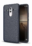 Huawei Mate 10 Pro Kılıf Deri Görünümlü Lüks Parmak İzi Bırakmaz Niss Silikon Kapak - Lacivert