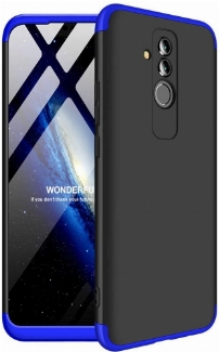 Huawei Mate 20 Lite Kılıf 3 Parçalı 360 Tam Korumalı Rubber AYS Kapak  - Mavi - Siyah