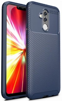 Huawei Mate 20 Lite Kılıf Silikon Parmak İzi Bırakmayan Karbon Soft Negro Kapak - Lacivert