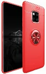 Huawei Mate 20 Pro Kılıf Auto Focus Serisi Soft Premium Standlı Yüzüklü Kapak - Kırmızı