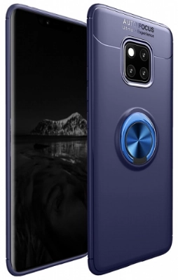 Huawei Mate 20 Pro Kılıf Renkli Silikon Yüzüklü Standlı Auto Focus Ravel Kapak - Mavi