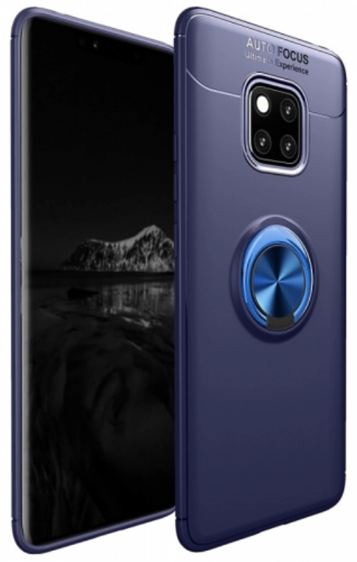 Huawei Mate 20 Pro Kılıf Renkli Silikon Yüzüklü Standlı Auto Focus Ravel Kapak - Mavi