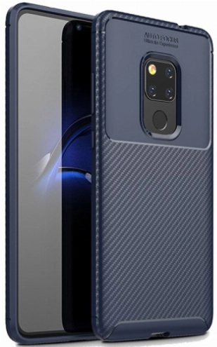 Huawei Mate 20 Pro Kılıf Silikon Parmak İzi Bırakmayan Karbon Soft Negro Kapak - Lacivert