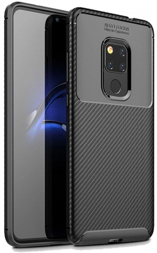 Huawei Mate 20 Pro Kılıf Silikon Parmak İzi Bırakmayan Karbon Soft Negro Kapak - Siyah