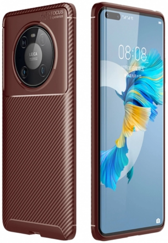 Huawei Mate 40 Pro Kılıf Silikon Parmak İzi Bırakmayan Karbon Soft Negro Kapak - Kahve