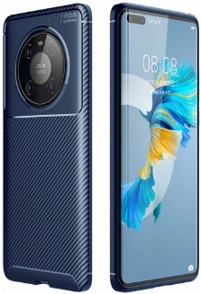 Huawei Mate 40 Pro Kılıf Silikon Parmak İzi Bırakmayan Karbon Soft Negro Kapak - Lacivert