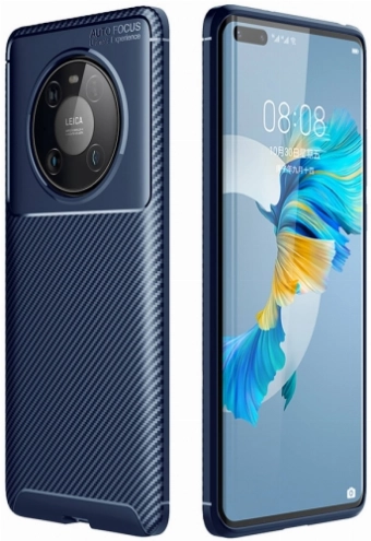 Huawei Mate 40 Pro Kılıf Silikon Parmak İzi Bırakmayan Karbon Soft Negro Kapak - Lacivert