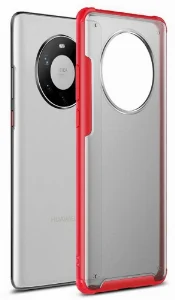Huawei Mate 40 Pro Kılıf Volks Serisi Kenarları Silikon Arkası Şeffaf Sert Kapak - Kırmızı