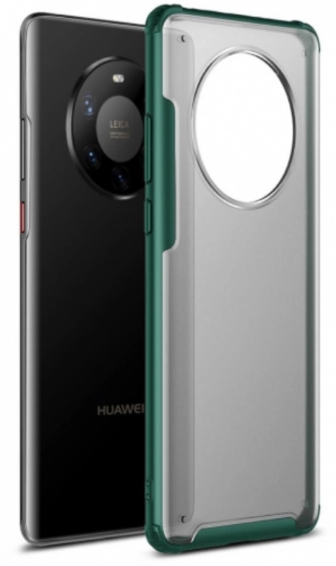 Huawei Mate 40 Pro Kılıf Volks Serisi Kenarları Silikon Arkası Şeffaf Sert Kapak - Yeşil