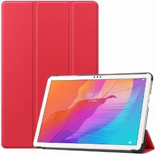 Huawei MatePad 10s Tablet Kılıfı Standlı Smart Cover Kapak - Kırmızı