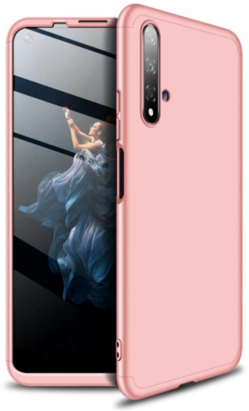 Huawei Nova 5T Kılıf 3 Parçalı 360 Tam Korumalı Rubber AYS Kapak  - Rose Gold