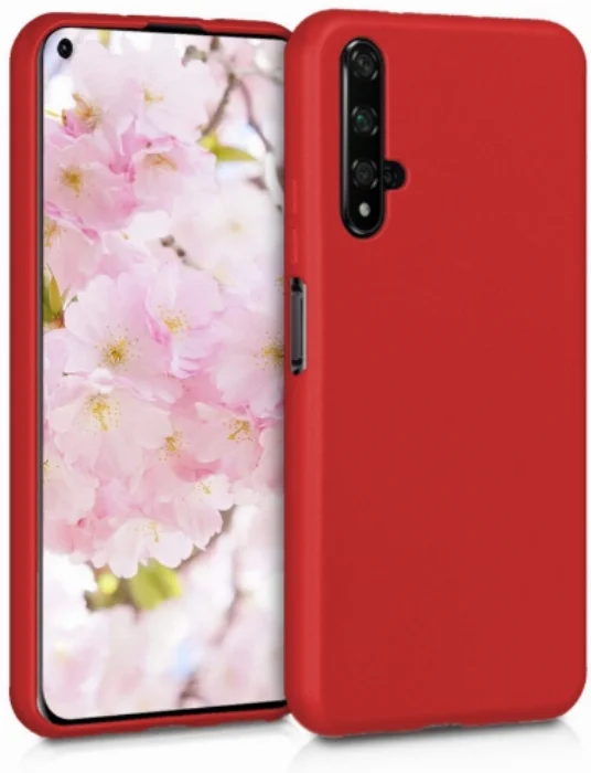 Huawei Nova 5T Kılıf İnce Mat Esnek Silikon - Kırmızı