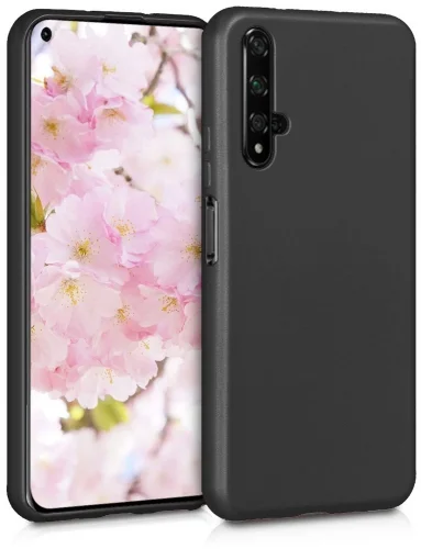 Huawei Nova 5T Kılıf İnce Mat Esnek Silikon - Siyah