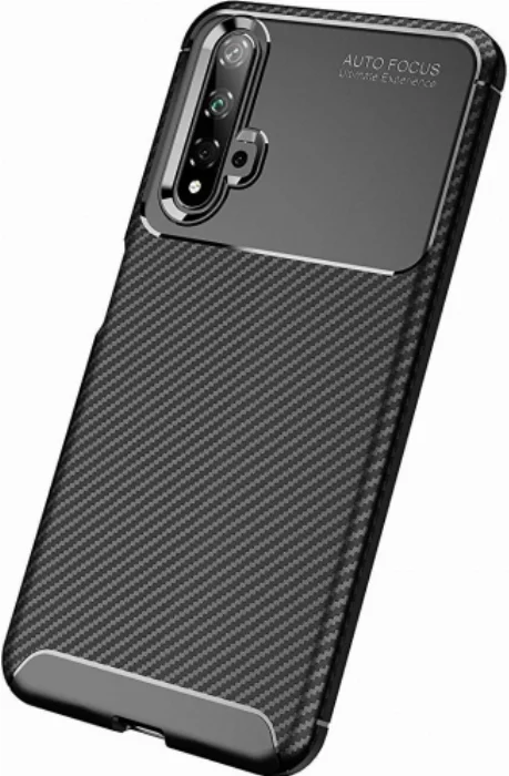 Huawei Nova 5T Kılıf Karbon Serisi Mat Fiber Silikon Negro Kapak - Lacivert