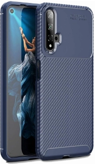 Huawei Nova 5T Kılıf Silikon Parmak İzi Bırakmayan Karbon Soft Negro Kapak - Lacivert