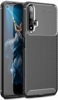 Huawei Nova 5T Kılıf Silikon Parmak İzi Bırakmayan Karbon Soft Negro Kapak - Siyah