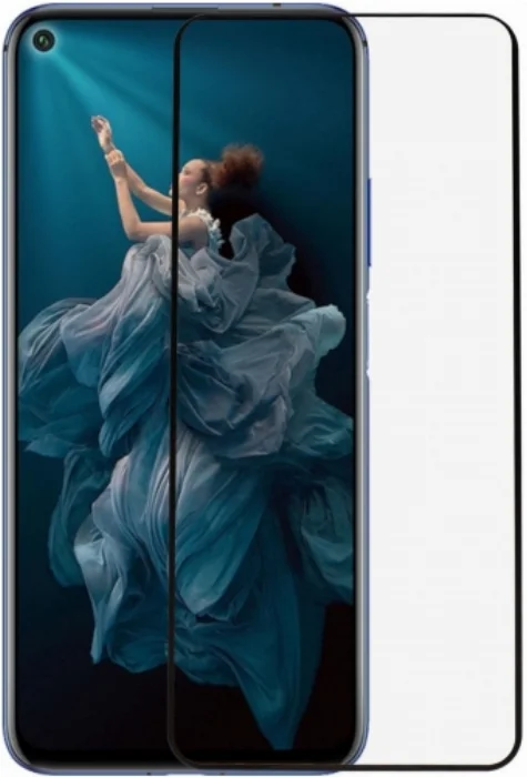 Huawei Nova 5T Tam Kapatan 5D Kenarları Kırılmaya Dayanıklı Cam Ekran Koruyucu - Siyah