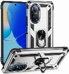 Huawei Nova 9 SE Kılıf Silikon Zırhlı Standlı Yüzüklü Mıknatıslı Tank Kapak - Gümüş