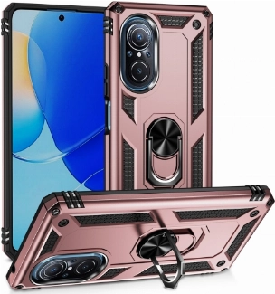 Huawei Nova 9 SE Kılıf Silikon Zırhlı Standlı Yüzüklü Mıknatıslı Tank Kapak - Rose Gold