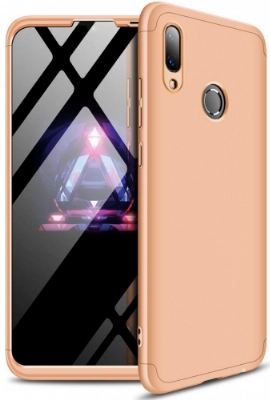 Huawei P Smart 2019 Kılıf 3 Parçalı 360 Tam Korumalı Rubber AYS Kapak  - Gold