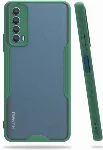 Huawei P Smart 2021 Kılıf Kamera Lens Korumalı Arkası Şeffaf Silikon Kapak - Yeşil