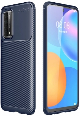 Huawei P Smart 2021 Kılıf Silikon Parmak İzi Bırakmayan Karbon Soft Negro Kapak - Lacivert