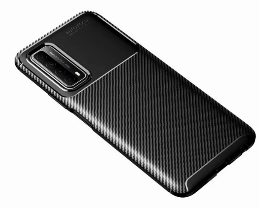 Huawei P Smart 2021 Kılıf Karbon Serisi Mat Fiber Silikon Negro Kapak - Siyah