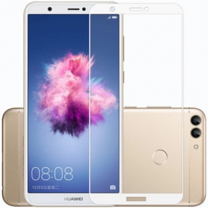 Huawei P Smart 5D Tam Kapatan Kenarları Kırılmaya Dayanıklı Cam Ekran Koruyucu - Beyaz