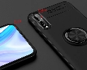 Huawei P Smart S Kılıf Renkli Silikon Yüzüklü Standlı Auto Focus Ravel Kapak - Kırmızı