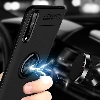 Huawei P Smart S Kılıf Renkli Silikon Yüzüklü Standlı Auto Focus Ravel Kapak - Kırmızı - Siyah