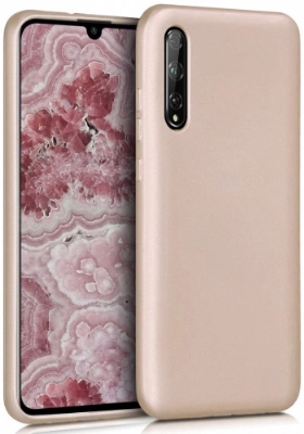 Huawei P Smart S Kılıf İnce Soft Mat Renkli Esnek Silikon Kapak - Gold