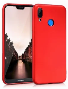 Huawei P20 Lite Kılıf İnce Mat Esnek Silikon - Kırmızı