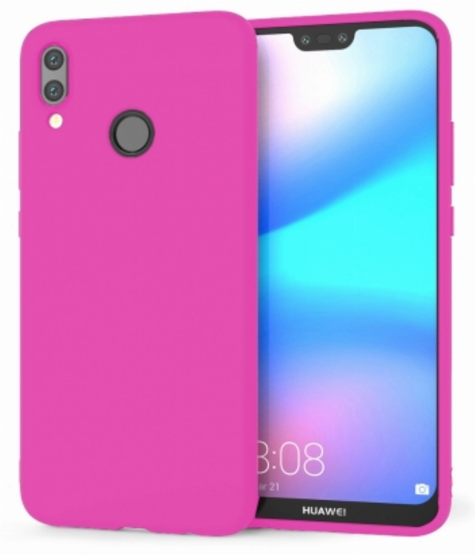 Huawei P20 Lite Kılıf İnce Soft Mat Renkli Esnek Silikon Kapak - Pembe