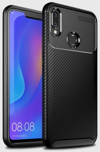 Huawei P20 Lite Kılıf Silikon Parmak İzi Bırakmayan Karbon Soft Negro Kapak - Siyah