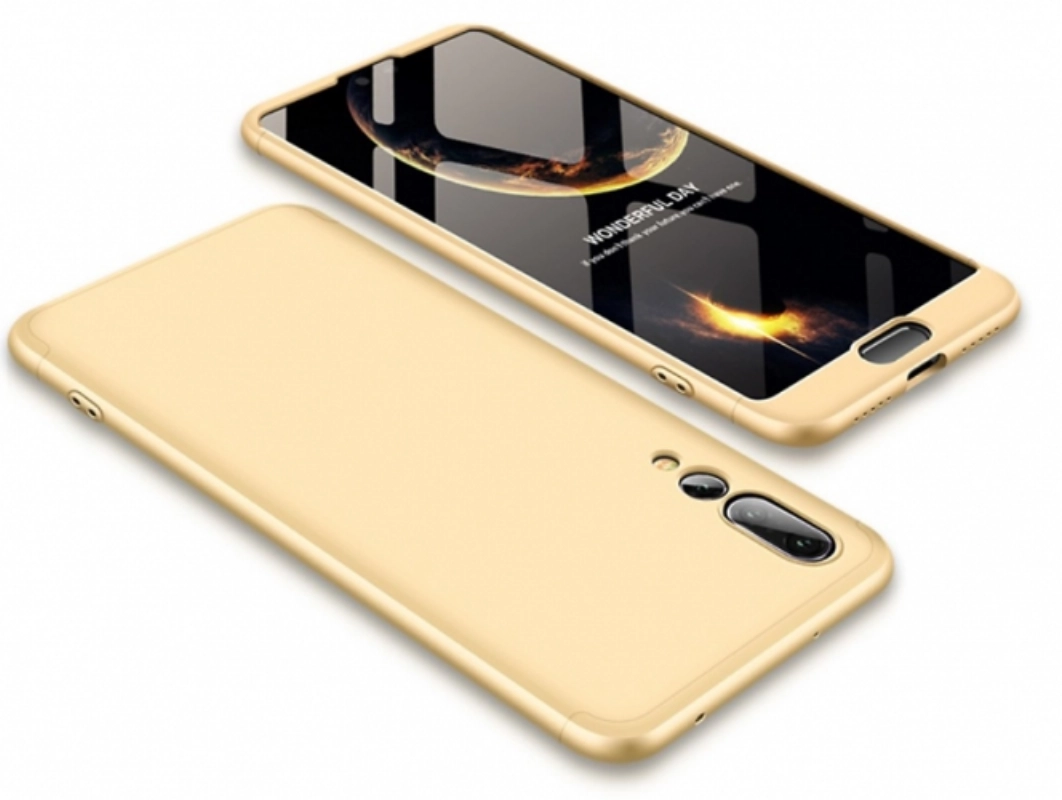 Huawei P20 Pro Kılıf 3 Parçalı 360 Tam Korumalı Rubber AYS Kapak  - Gold