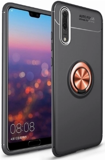 Huawei P20 Pro Kılıf Renkli Silikon Yüzüklü Standlı Auto Focus Ravel Kapak - Rose Gold