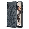 Huawei P20 Pro Kılıf Deri Görünümlü Lüks Parmak İzi Bırakmaz Niss Silikon Kapak - Lacivert